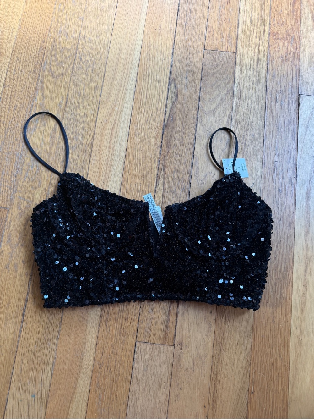 NEW Anthropologie black sequin corset top